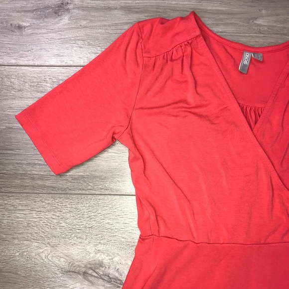 ASOS Faux Wrap Short Sleeve Dress 8 Salmon Pink - Picture 4 of 8
